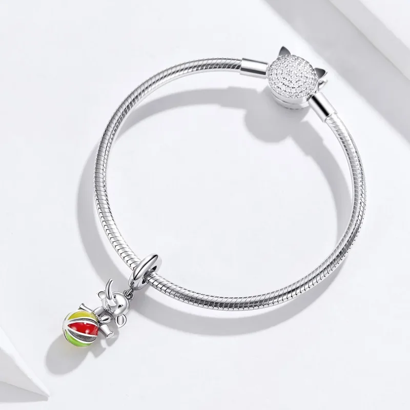 (imagine pentru) Pandantiv stil Pandora cu elefant suspendat - BSC091 - Vizualizare 3