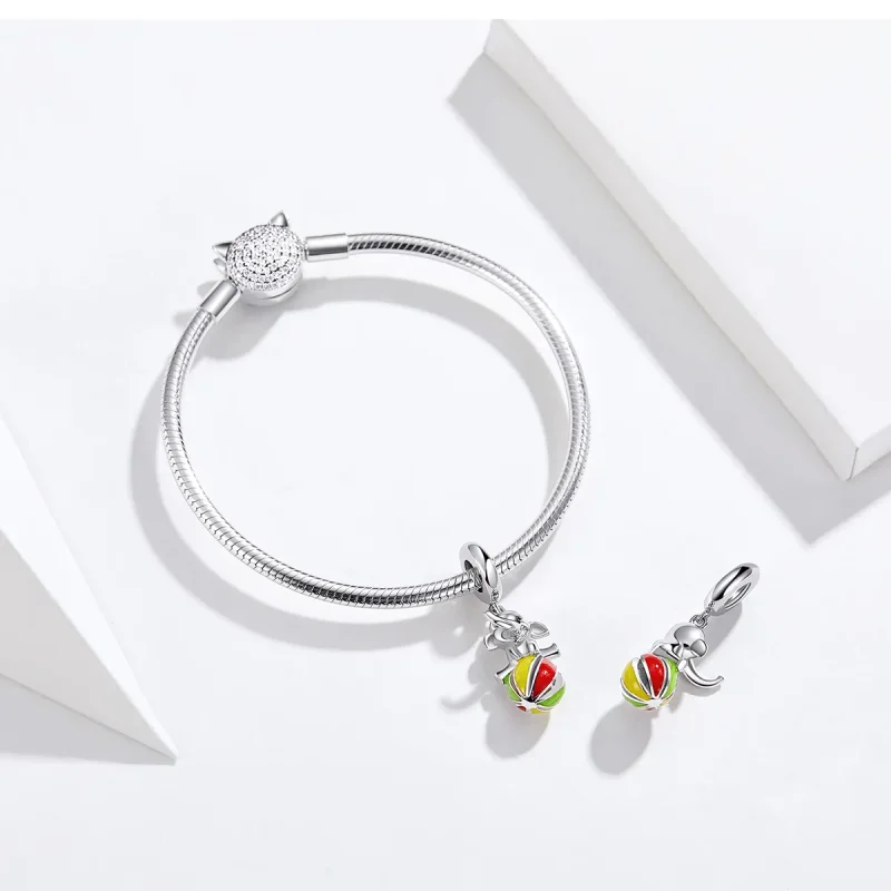(imagine pentru) Pandantiv stil Pandora cu elefant suspendat - BSC091 - Vizualizare 4