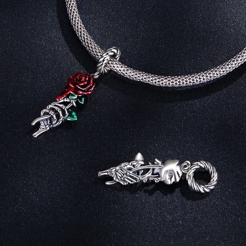 (imagine pentru) Pandora Stil Floare Roșie Scarlată Pendul - SCC2404 - Vizualizare 4