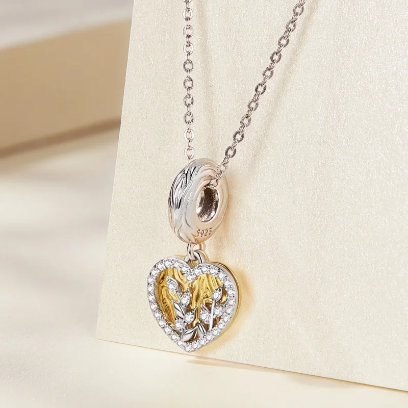 (imagine pentru) Pandora Stil Inimă Formă Frunze Dangle - BSC670 - Vizualizare 2