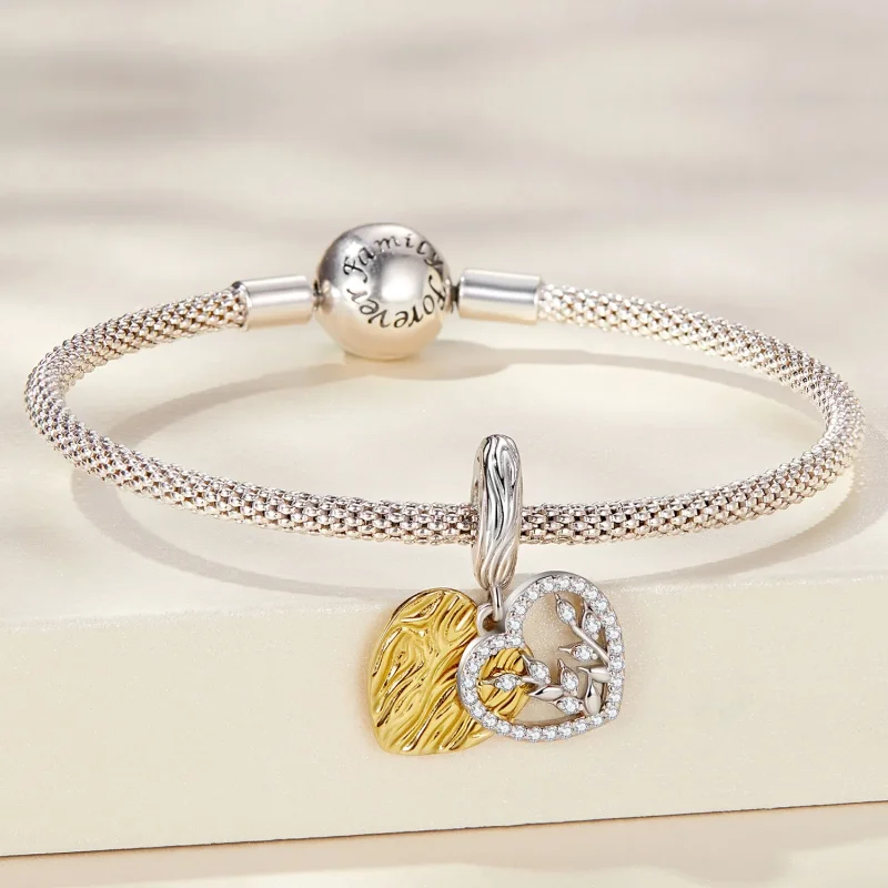 (imagine pentru) Pandora Stil Inimă Formă Frunze Dangle - BSC670 - Vizualizare 3