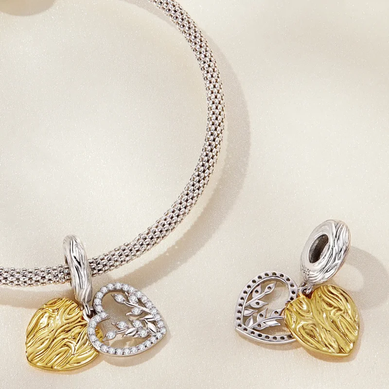 (imagine pentru) Pandora Stil Inimă Formă Frunze Dangle - BSC670 - Vizualizare 4
