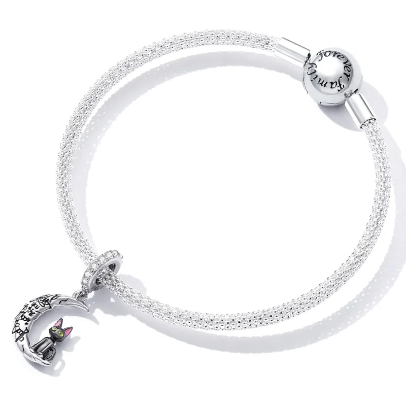 (imagine pentru) Pandora Stil Lună Pisică Neagră Dangle - SCC2218 - Vizualizare 4