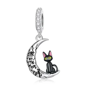(imagine pentru) Pandora Stil Lună Pisică Neagră Dangle - SCC2218