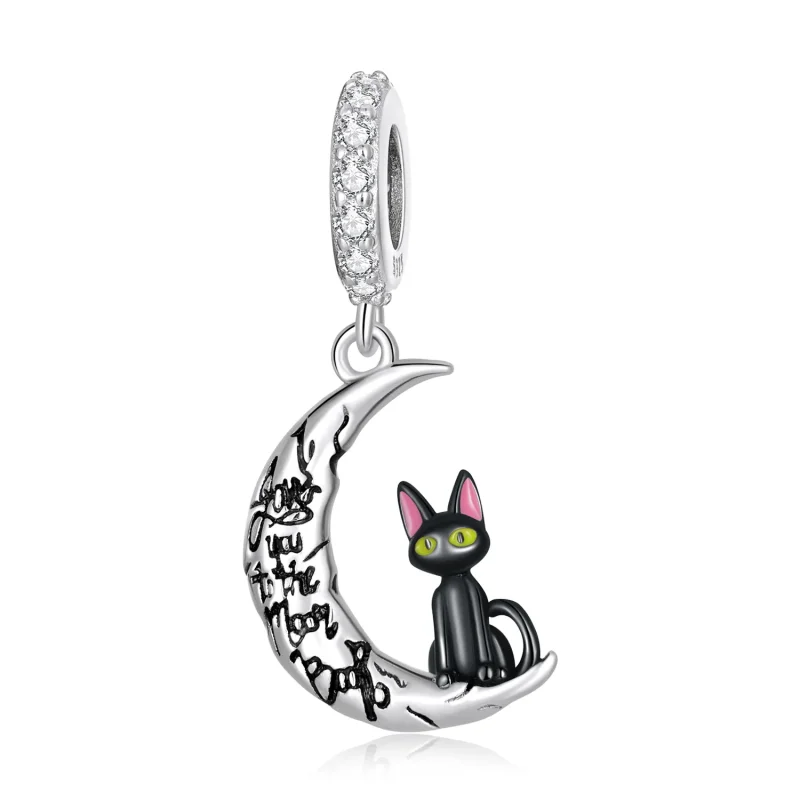 (imagine pentru) Pandora Stil Lună Pisică Neagră Dangle - SCC2218