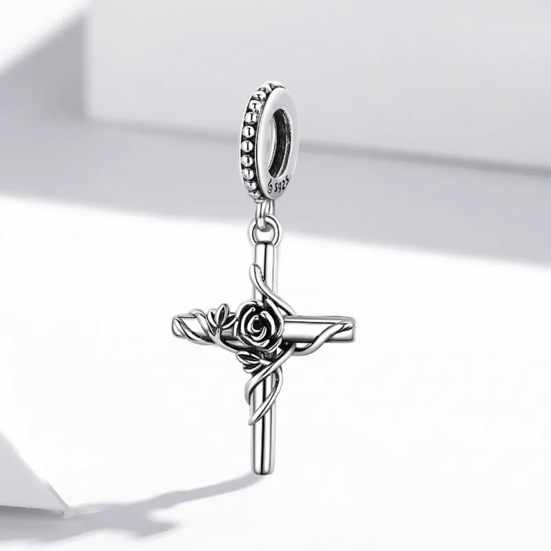 (imagine pentru) Pandora Stil Roz Cruce Cercei cu Pandantiv - BSC526 - Vizualizare 2