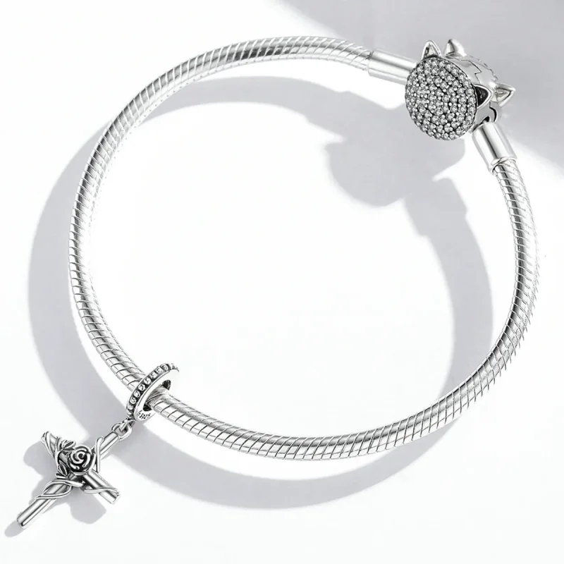 (imagine pentru) Pandora Stil Roz Cruce Cercei cu Pandantiv - BSC526 - Vizualizare 4