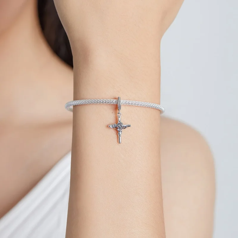 (imagine pentru) Pandora Stil Roz Cruce Cercei cu Pandantiv - BSC526 - Vizualizare 5
