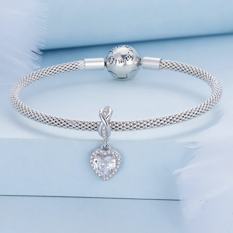 (imagine pentru) Pandora Stil Strălucire Inimă Dangle - BSC663 - Vizualizare 3