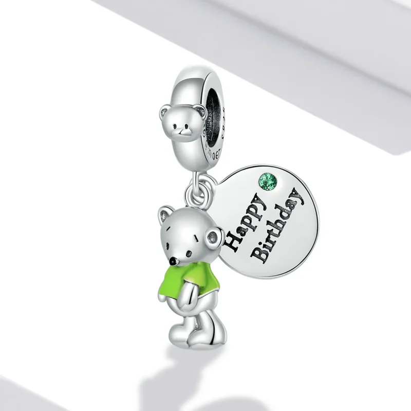 (imagine pentru) Pandora Style Birthday Bear Dangle - BSC560 - Vizualizare 2