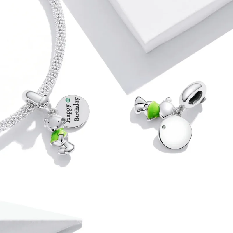 (imagine pentru) Pandora Style Birthday Bear Dangle - BSC560 - Vizualizare 4