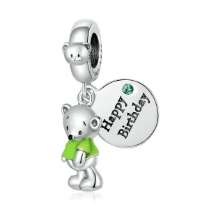 (imagine pentru) Pandora Style Birthday Bear Dangle - BSC560