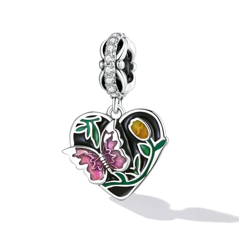 (imagine pentru) Pandora Style Butterfly Love Garden Dangle - SCC2248 - Vizualizare 2