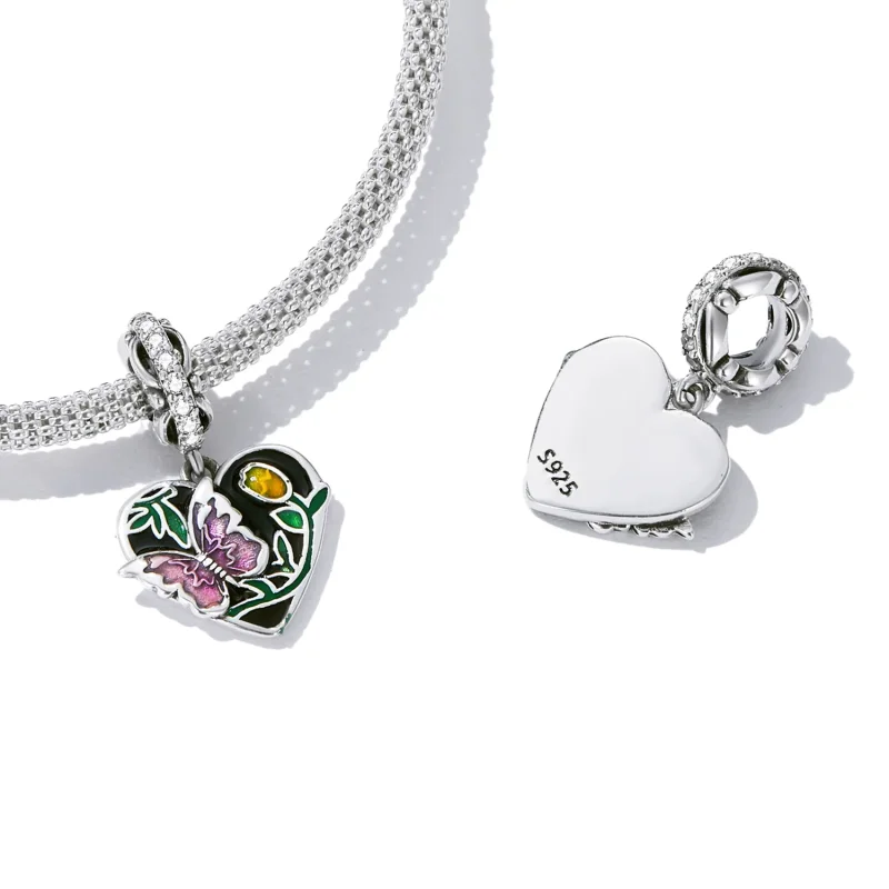 (imagine pentru) Pandora Style Butterfly Love Garden Dangle - SCC2248 - Vizualizare 4