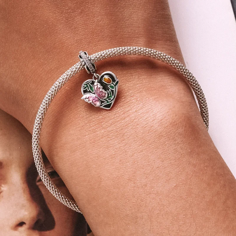 (imagine pentru) Pandora Style Butterfly Love Garden Dangle - SCC2248 - Vizualizare 6