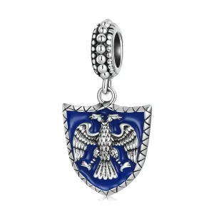 (imagine pentru) Pandora Style Double Headed Eagle Shield Dangle - SCC2184