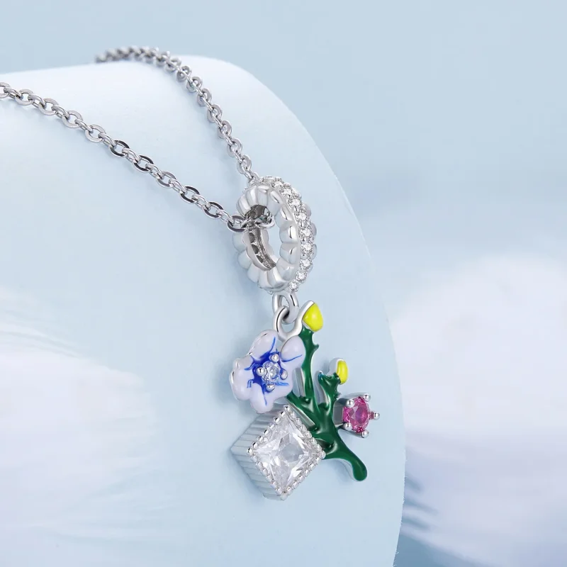 (imagine pentru) Pandora Style Flowers Dangle - BSC645 - Vizualizare 2
