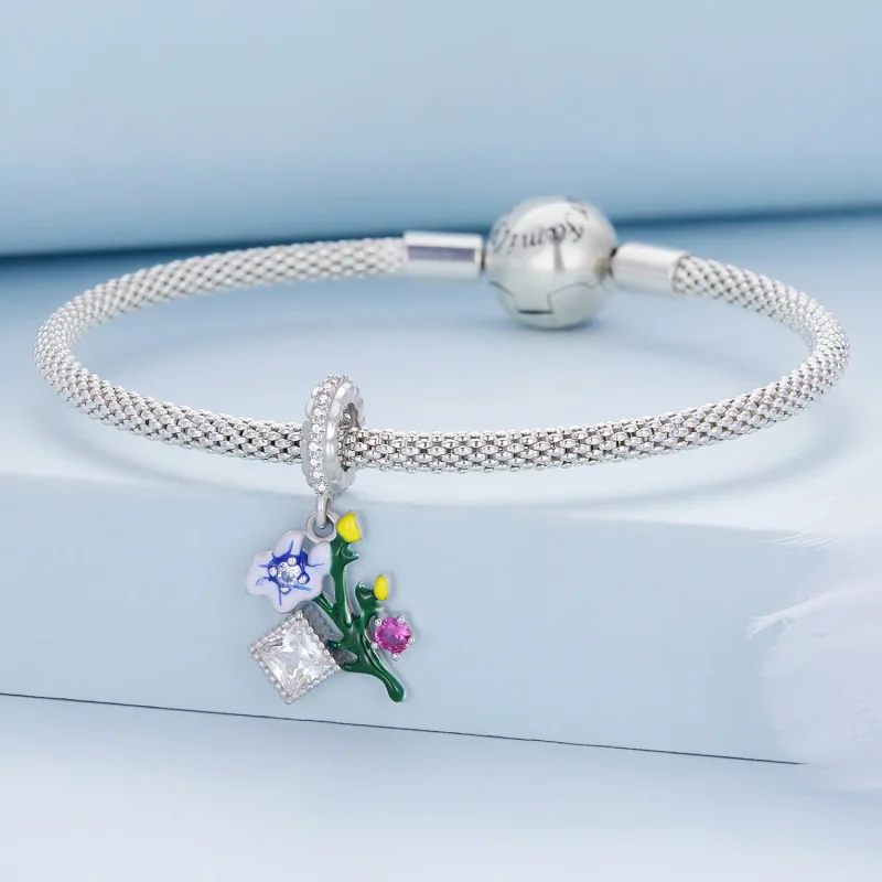 (imagine pentru) Pandora Style Flowers Dangle - BSC645 - Vizualizare 3