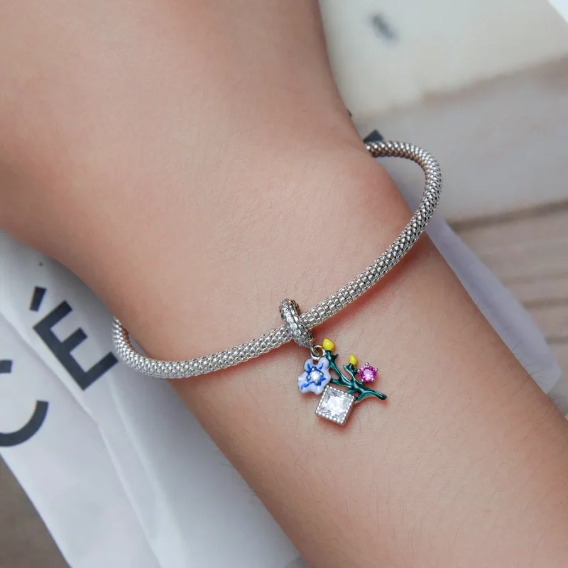 (imagine pentru) Pandora Style Flowers Dangle - BSC645 - Vizualizare 5