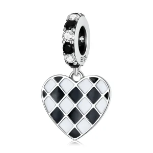 (imagine pentru) Pandora Style Grid Negru și Alb Pendul Iubire - SCC2178
