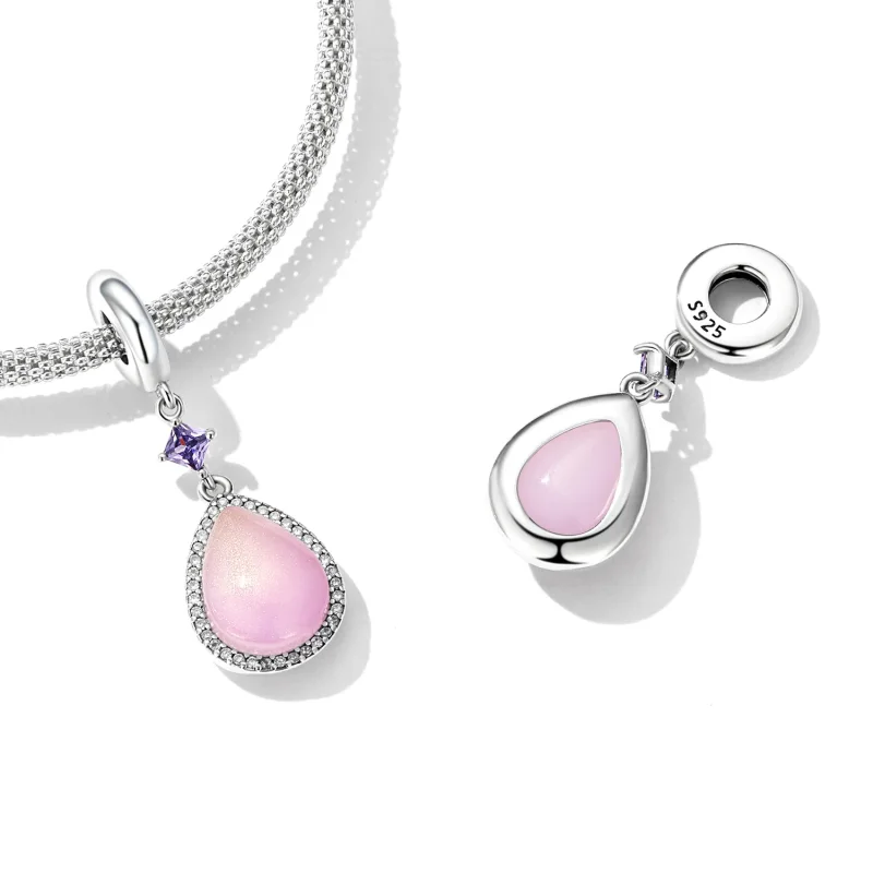 (imagine pentru) Pandora Style Pink Water Drop Dangle - SCC2272 - Vizualizare 4
