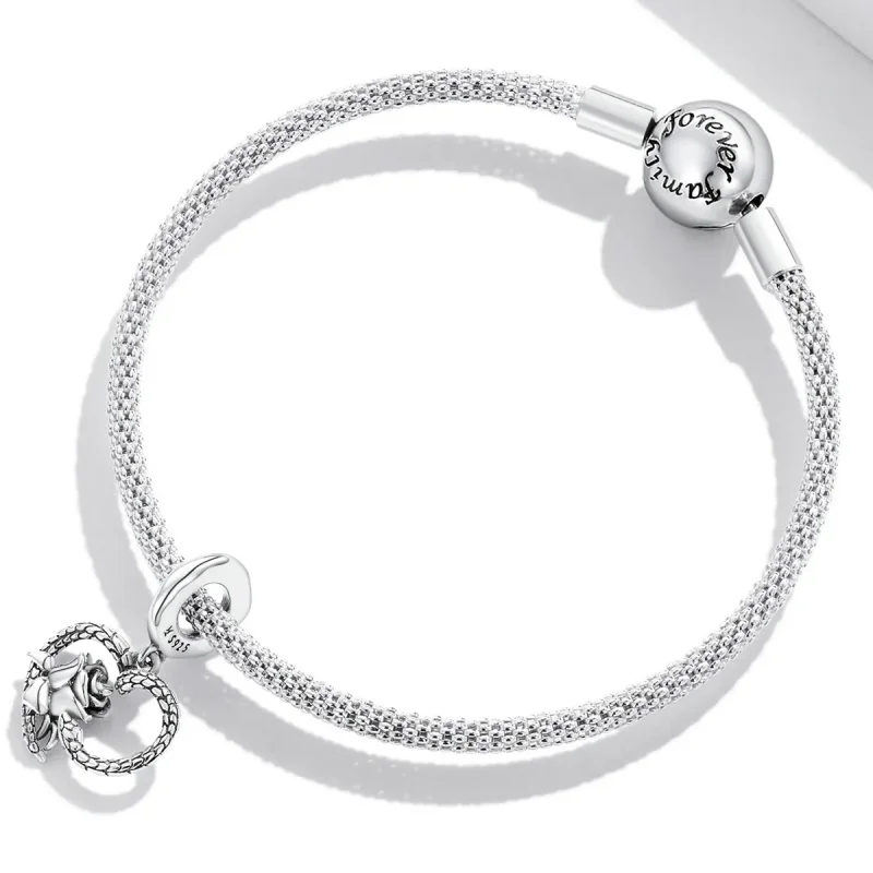(imagine pentru) Pandora Style Snake and Rose Heart Dangle - SCC2134 - Vizualizare 3