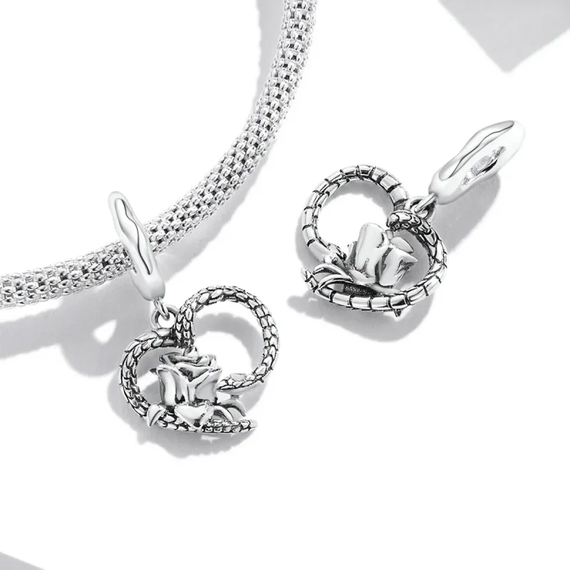 (imagine pentru) Pandora Style Snake and Rose Heart Dangle - SCC2134 - Vizualizare 4