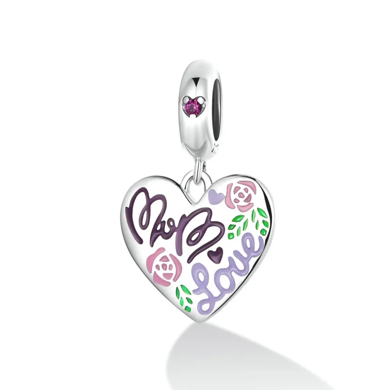 (imagine pentru) Pandora Style Ziua Mamei - Pandantiv cu inimioare graffiti colorate - BSC594 - Vizualizare 2