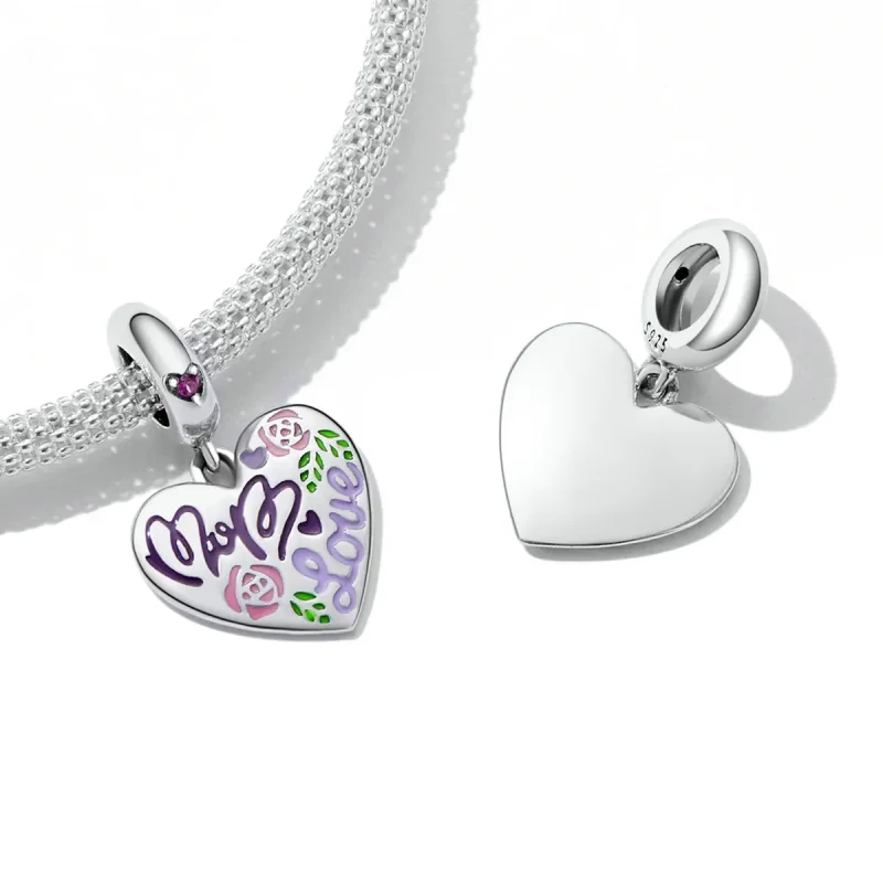 (imagine pentru) Pandora Style Ziua Mamei - Pandantiv cu inimioare graffiti colorate - BSC594 - Vizualizare 4