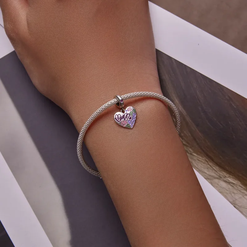 (imagine pentru) Pandora Style Ziua Mamei - Pandantiv cu inimioare graffiti colorate - BSC594 - Vizualizare 6