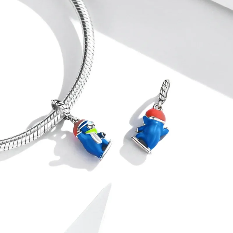 (imagine pentru) Pendanta stil Pandora cu pinguin care schiaza - SCC2003 - Vizualizare 4
