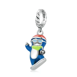 (imagine pentru) Pendanta stil Pandora cu pinguin care schiaza - SCC2003