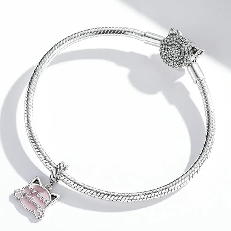 (imagine pentru) Pendul Pandora de stil pisică roz - BSC519 - Vizualizare 3