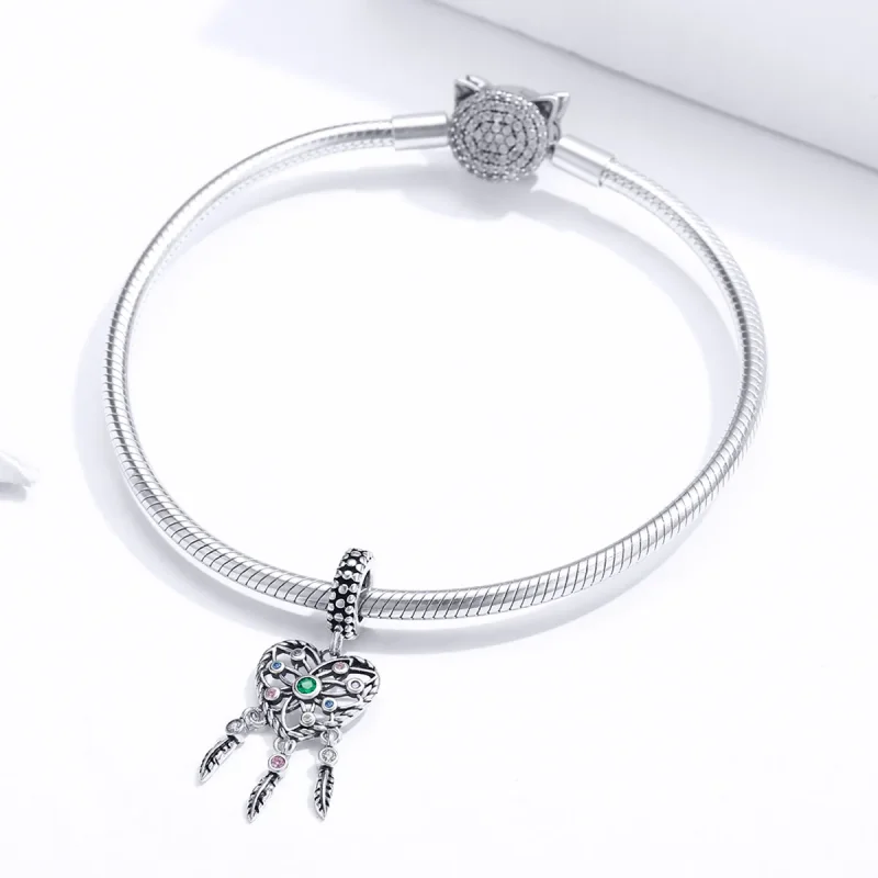 (imagine pentru) Pandora Style Inimă de Arbore Genealogic Din Filigran Argintiu cu Pendant - SCC1 - Vizualizare 3