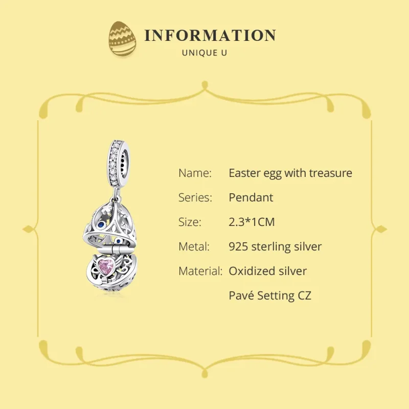(imagine pentru) Pandora Style Ouă de Paștri din Argint cu Pendant Comoară - SCC1465 - Vizualizare 6