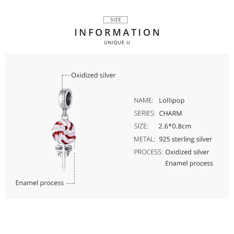 (imagine pentru) Pandora Style Silver Lollipop Dangle - SCC1491 - Vizualizare 8