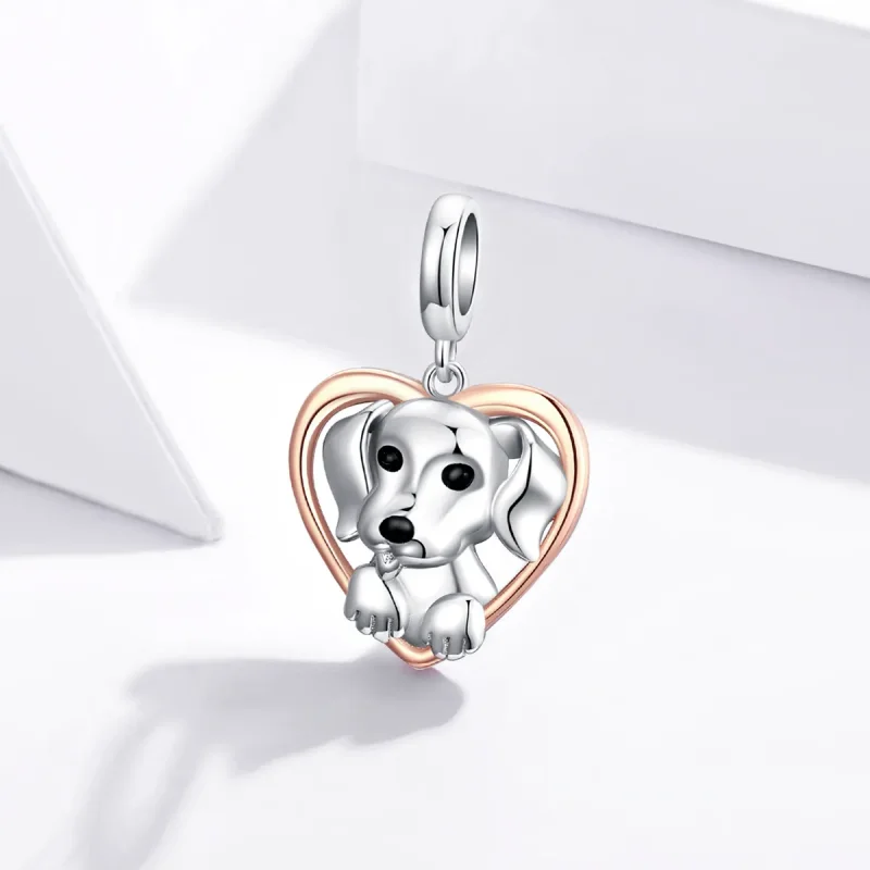 (imagine pentru) Pandora Style Labrador Pupil Bicolor în Două Nuanțe Pendant - SCC1611 - Vizualizare 2