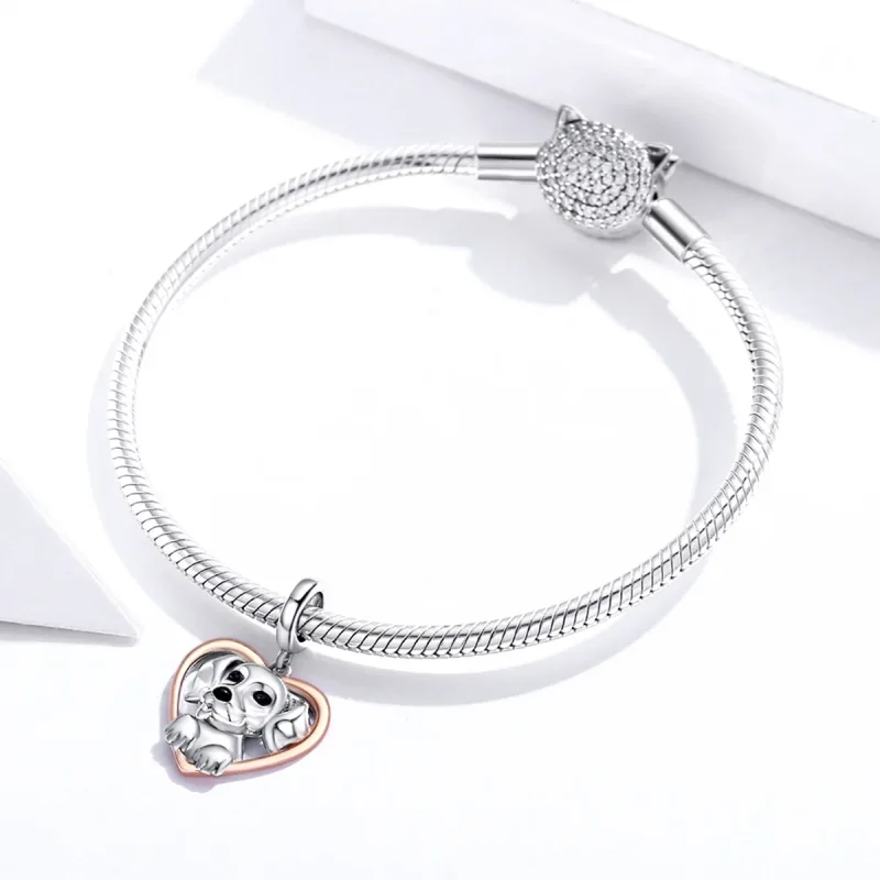 (imagine pentru) Pandora Style Labrador Pupil Bicolor în Două Nuanțe Pendant - SCC1611 - Vizualizare 3