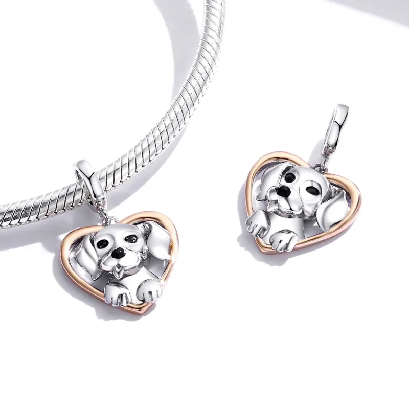 (imagine pentru) Pandora Style Labrador Pupil Bicolor în Două Nuanțe Pendant - SCC1611 - Vizualizare 4