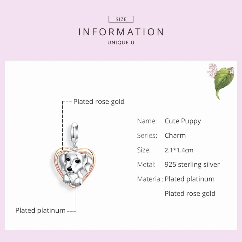 (imagine pentru) Pandora Style Labrador Pupil Bicolor în Două Nuanțe Pendant - SCC1611 - Vizualizare 7
