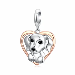 (imagine pentru) Pandora Style Labrador Pupil Bicolor în Două Nuanțe Pendant - SCC1611
