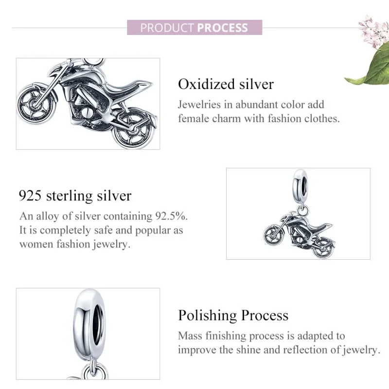 (imagine pentru) Pandora Style Pandantiv cu Motorcycle din Argint - SCC1712 - Vizualizare 7