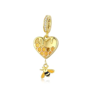 (imagine pentru) Pandora Style Placat cu Aur 18 ct Pendant Pandantiv cu Fagure de Miere Love - SCC1714