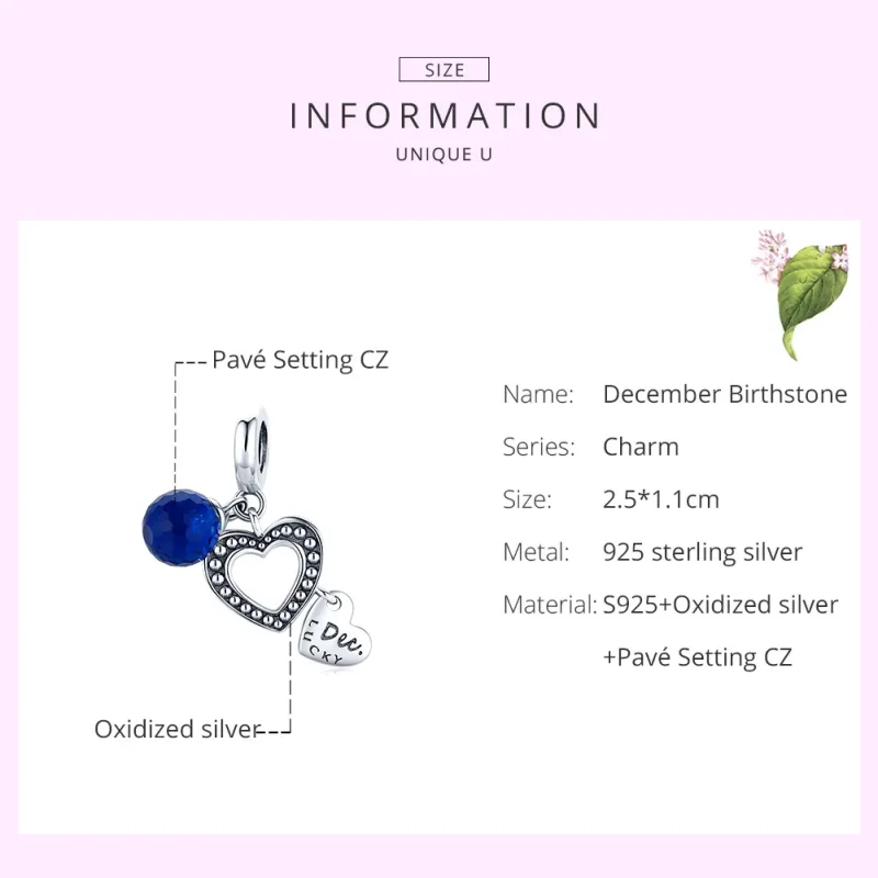 (imagine pentru) Pandora Style Silver Lucky December Dangle - SCC1721 - Vizualizare 6