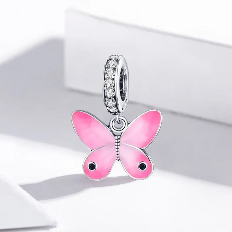 (imagine pentru) Pandora Style Argint Butterfly Roz Atârnătoare - SCC1728 - Vizualizare 2