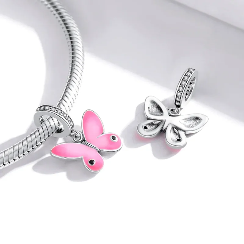 (imagine pentru) Pandora Style Argint Butterfly Roz Atârnătoare - SCC1728 - Vizualizare 4