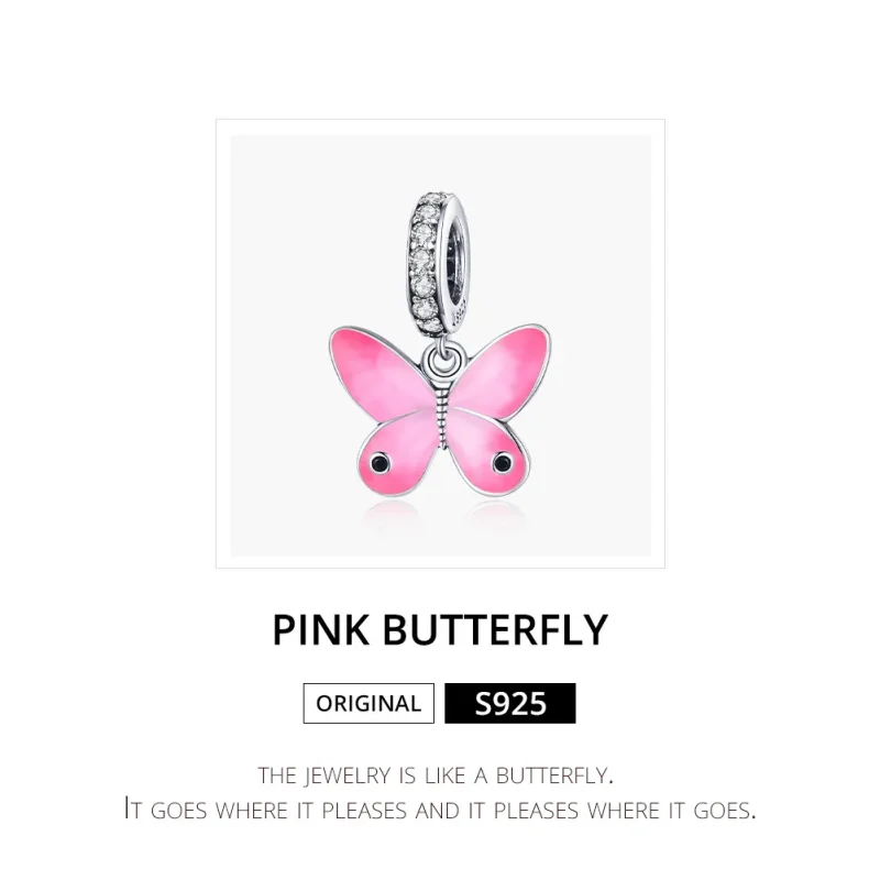 (imagine pentru) Pandora Style Argint Butterfly Roz Atârnătoare - SCC1728 - Vizualizare 6