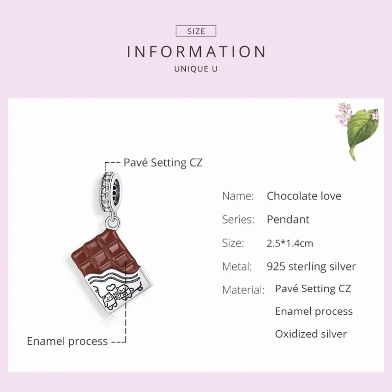 (imagine pentru) Pandora Style Silver Chocolate Love Dangle - SCC1782 - Vizualizare 7