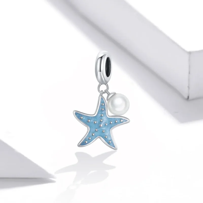 (imagine pentru) Pandora Style Argintiu Albastru Stea de Mare Pendant - SCC1807 - Vizualizare 2