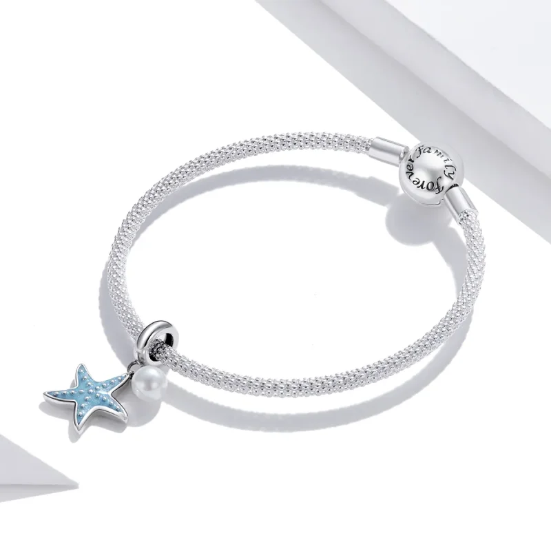 (imagine pentru) Pandora Style Argintiu Albastru Stea de Mare Pendant - SCC1807 - Vizualizare 3